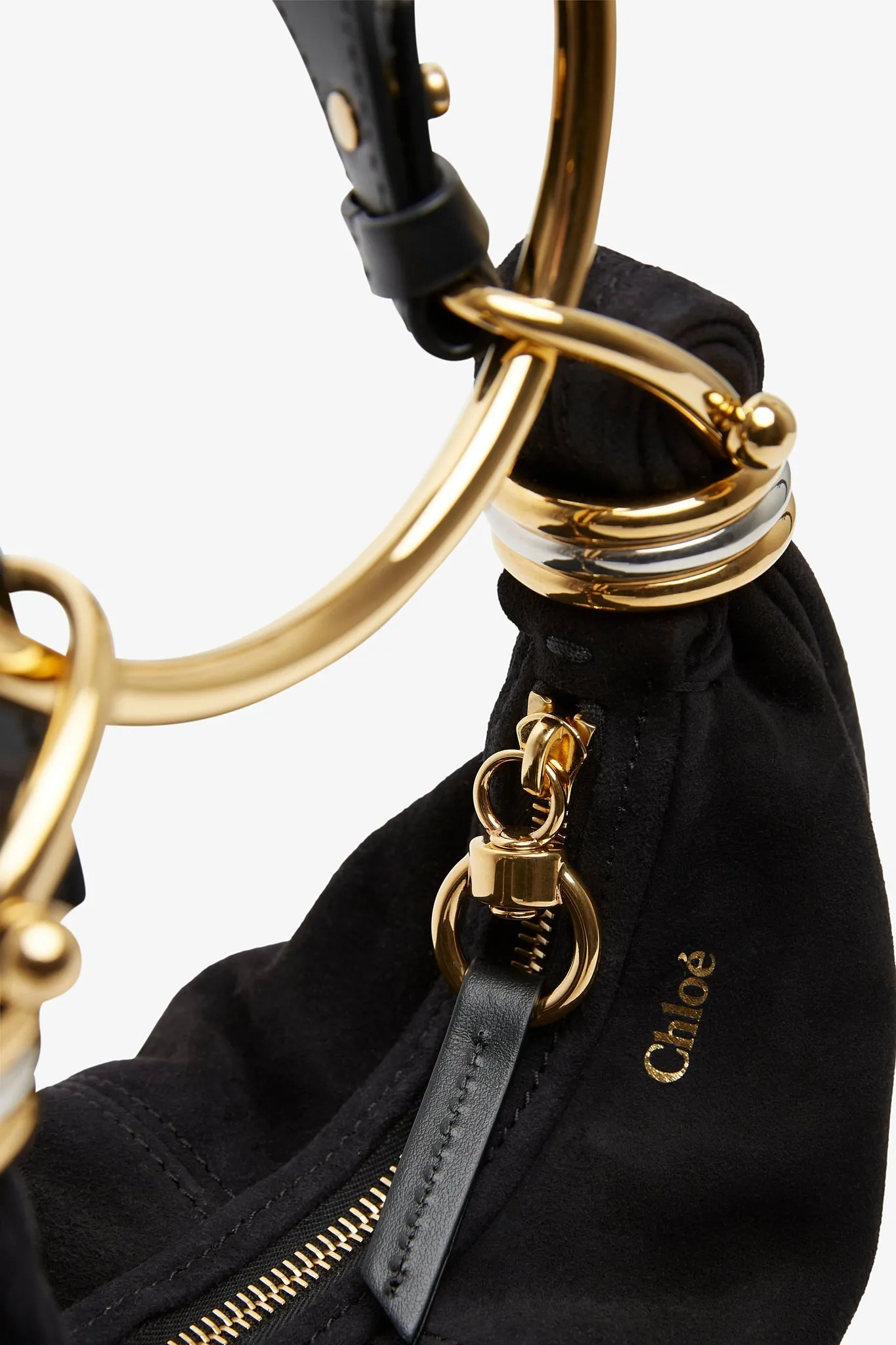 Bracelet black mini suede hobo bag