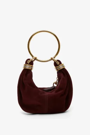 Bracelet burgundy mini suede hobo bag