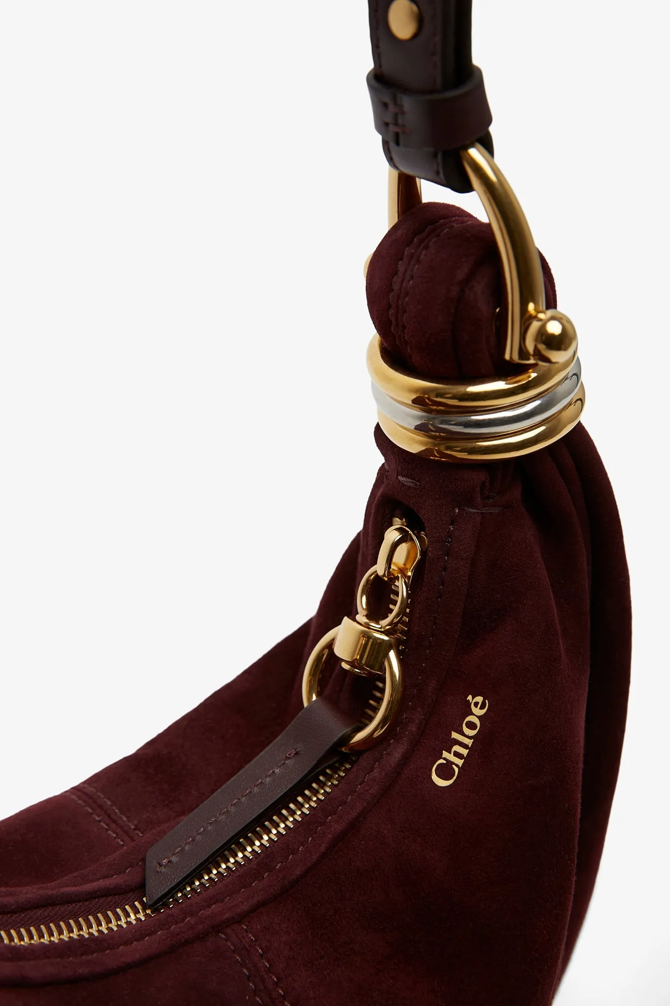 Bracelet burgundy mini suede hobo bag