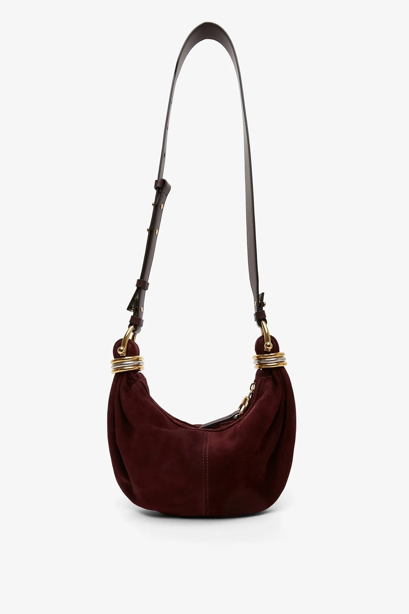 Bracelet burgundy mini suede hobo bag