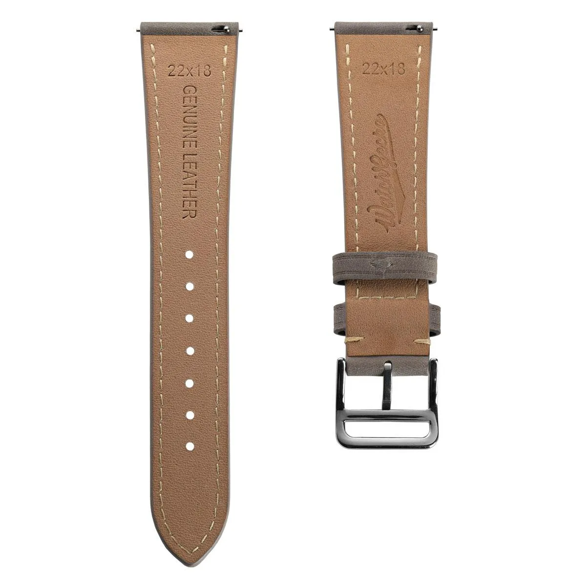 Brixham Special Buckle Vintage Leather Watch Strap - Dark Grey