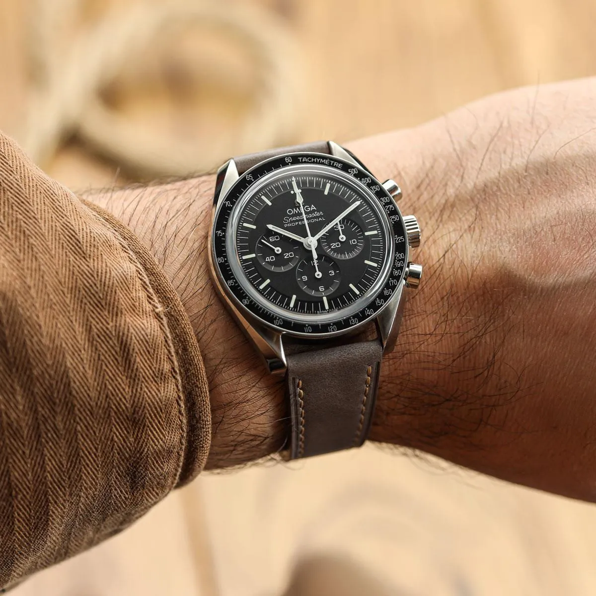 Brixham Special Buckle Vintage Leather Watch Strap - Dark Grey