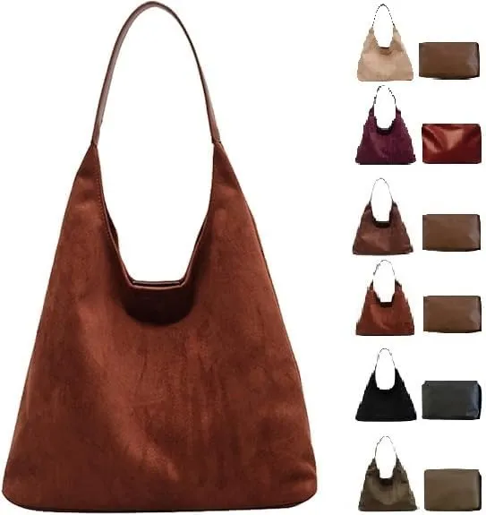 Brown Suede Bag for Women 2024 - New Tote and Shoulder Bag