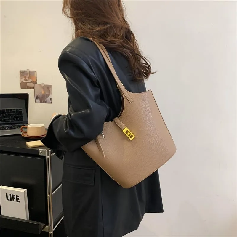 Bucket Bag For Women Vintage Bucket Purse Vegan Leather Tote Bag Shoulder Handbag