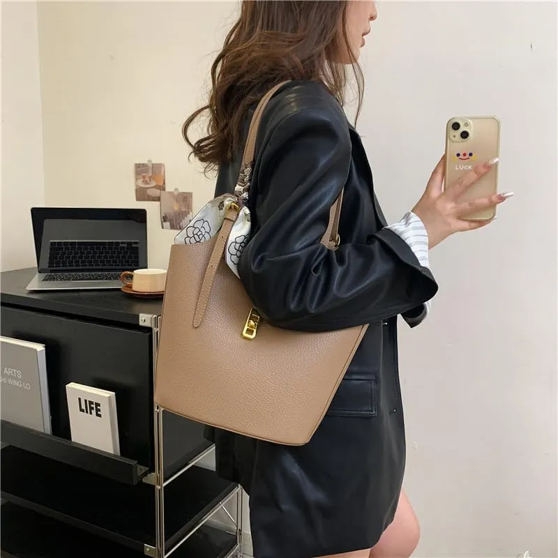Bucket Bag For Women Vintage Bucket Purse Vegan Leather Tote Bag Shoulder Handbag