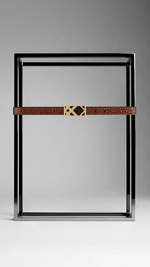 Burberry  - Reversible Signature Grain Leather Check Buckle Belt