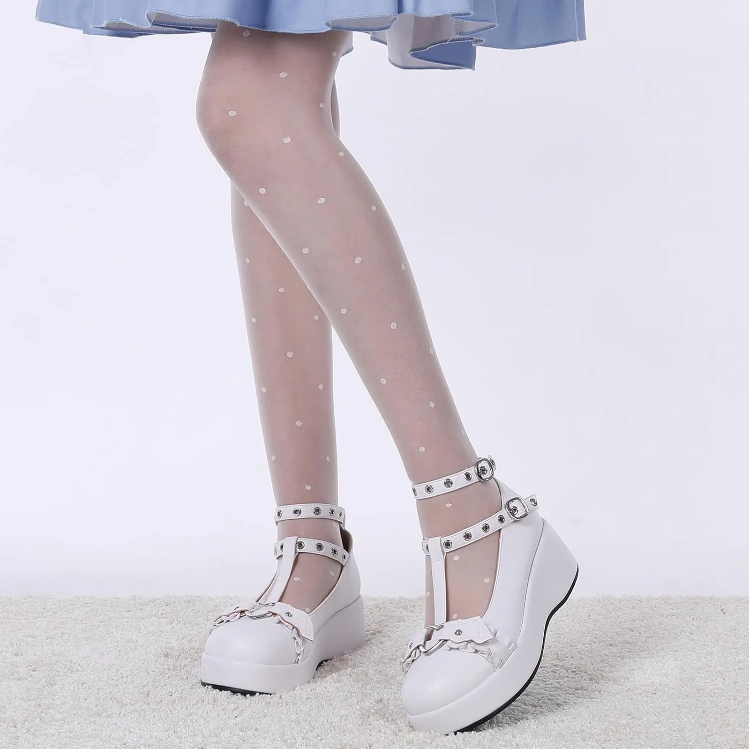 BYOMIGY Mary Jane Shoes Women Goth Platform Heels Chunky Heel Pumps with Ankle Strap Wedge Heels for Women
