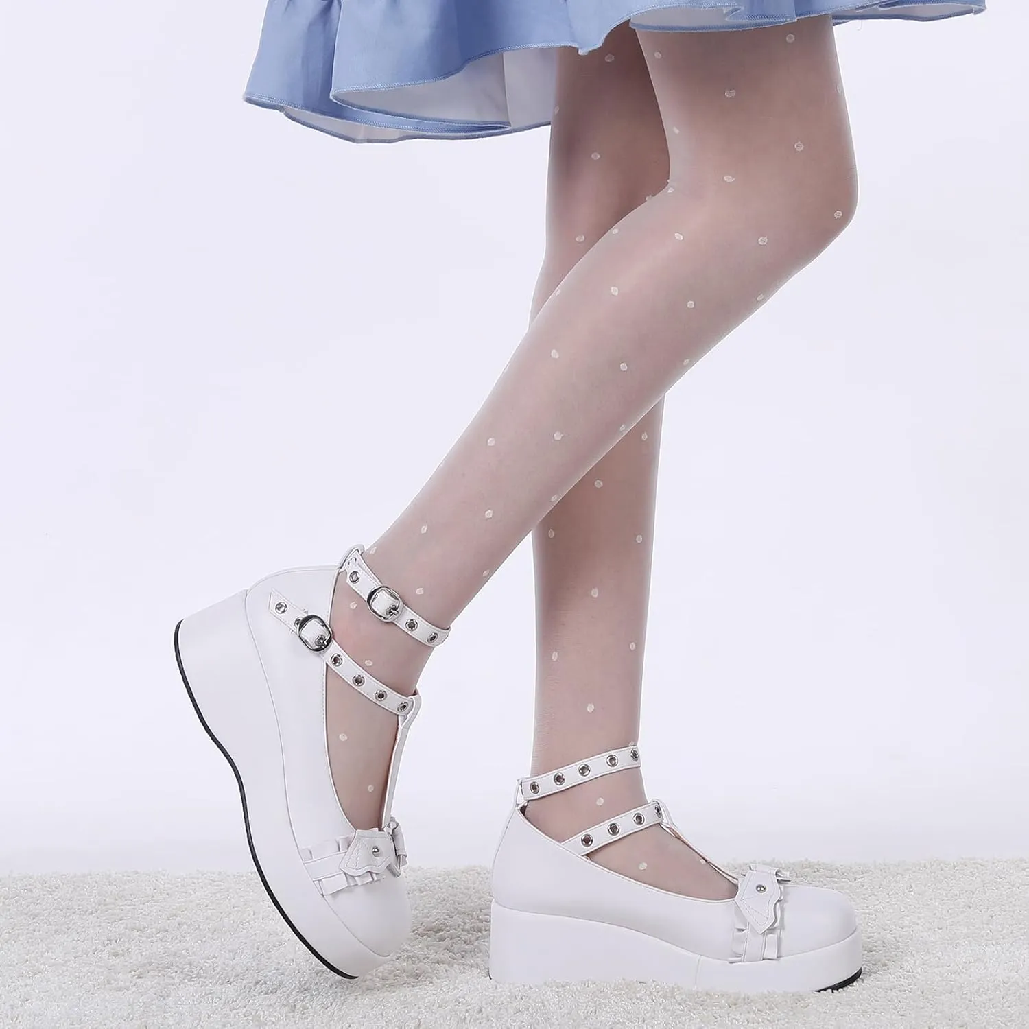 BYOMIGY Mary Jane Shoes Women Goth Platform Heels Chunky Heel Pumps with Ankle Strap Wedge Heels for Women