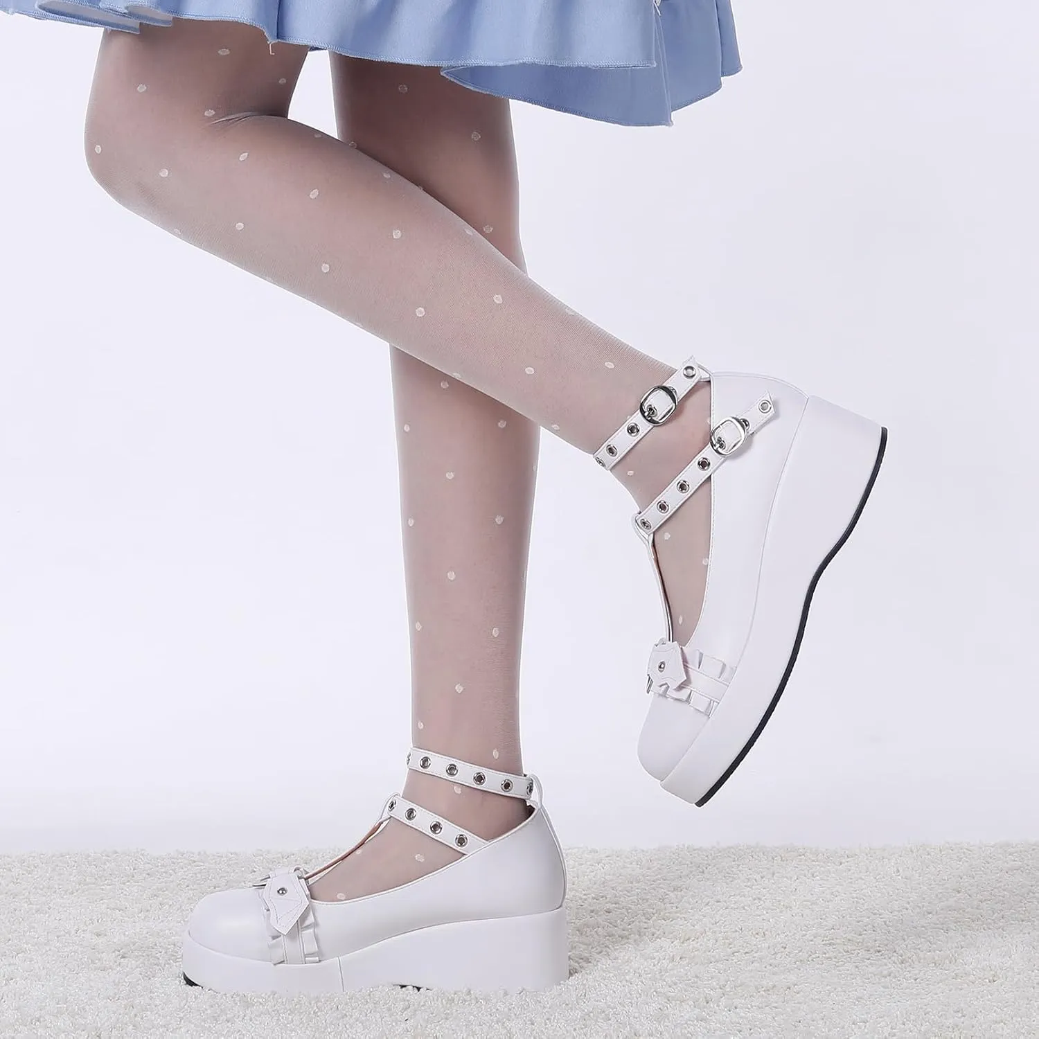 BYOMIGY Mary Jane Shoes Women Goth Platform Heels Chunky Heel Pumps with Ankle Strap Wedge Heels for Women