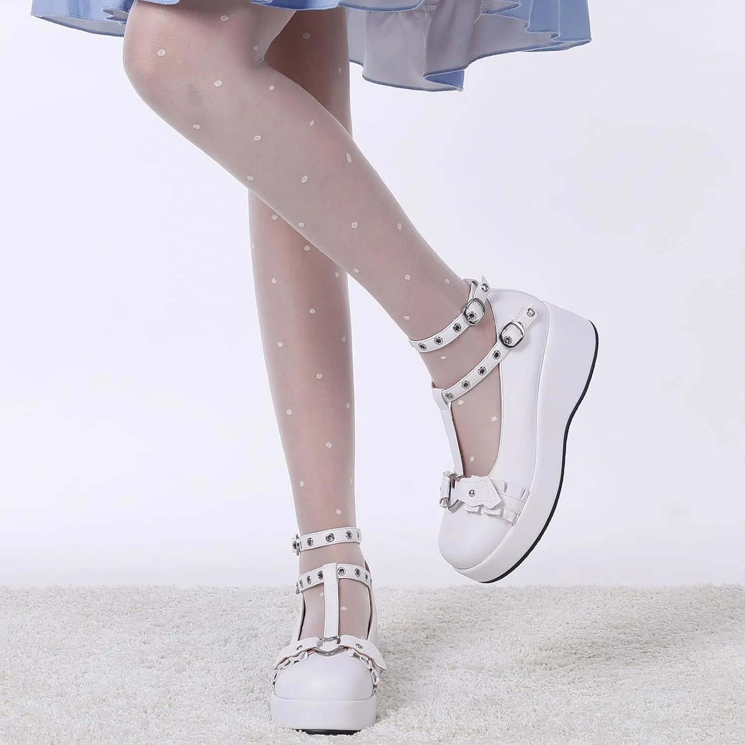 BYOMIGY Mary Jane Shoes Women Goth Platform Heels Chunky Heel Pumps with Ankle Strap Wedge Heels for Women