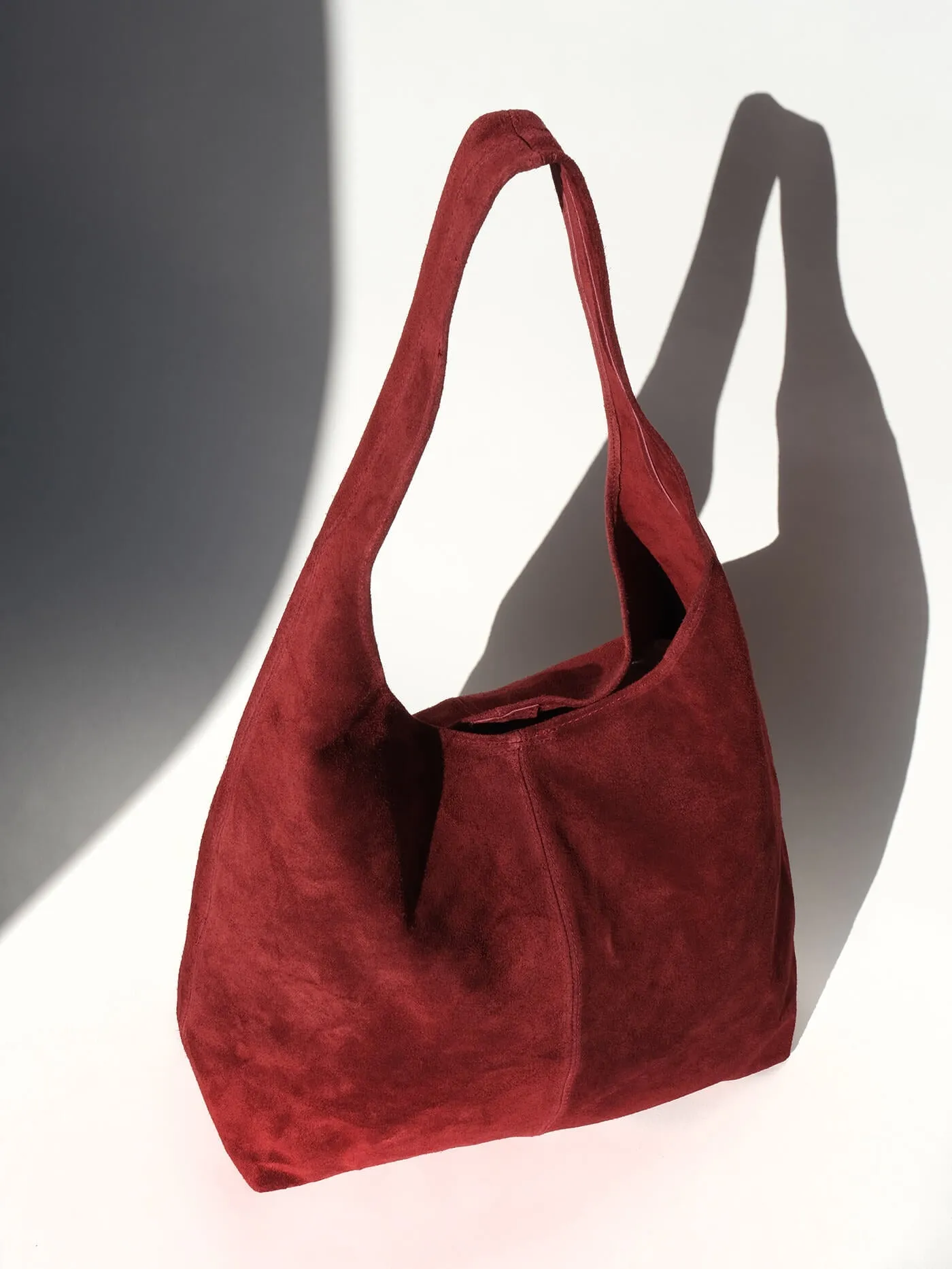 Camilla Suede Tote Bag in Wine Red