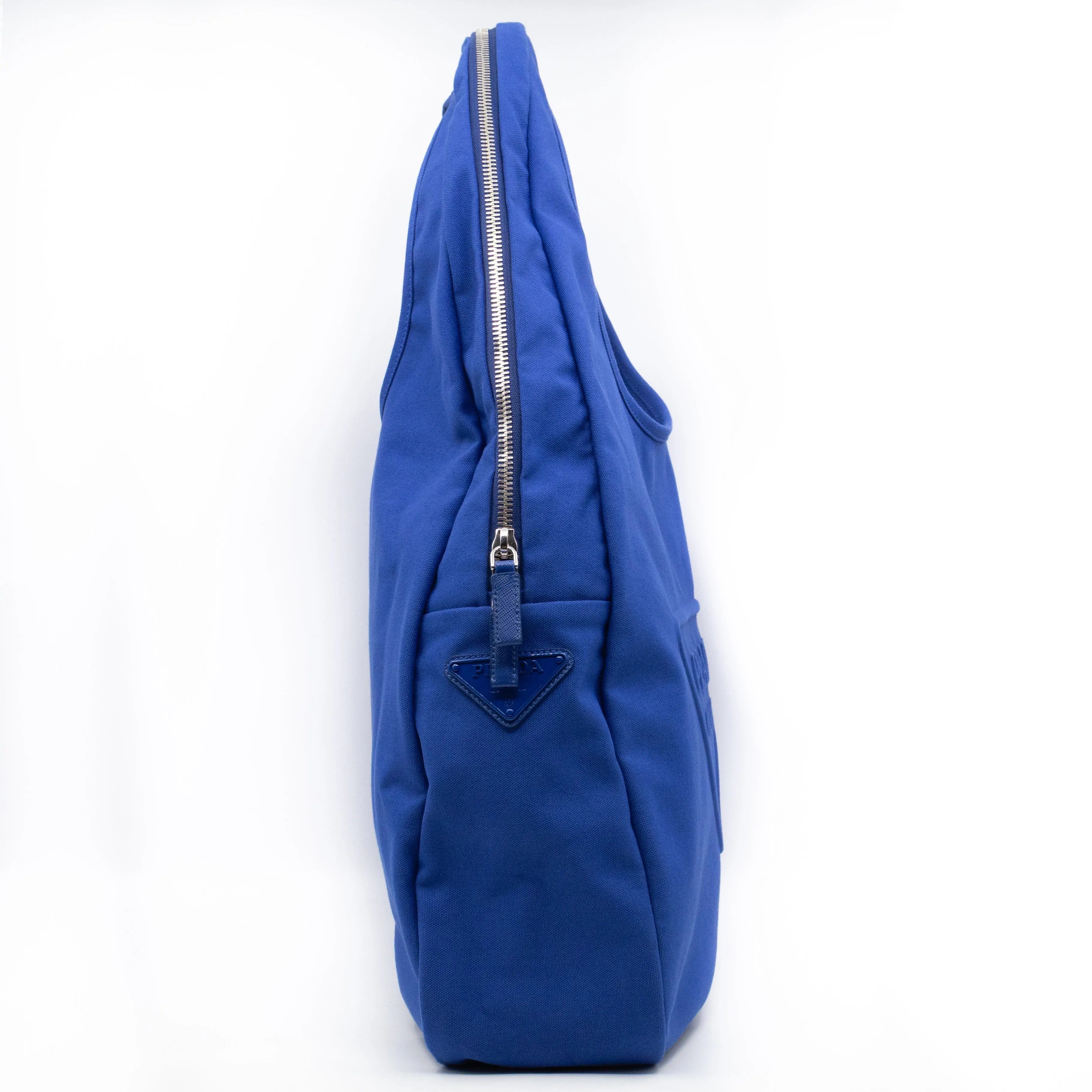 Canapa Logo Embossed Slouchy Tote Cobalto Canvas
