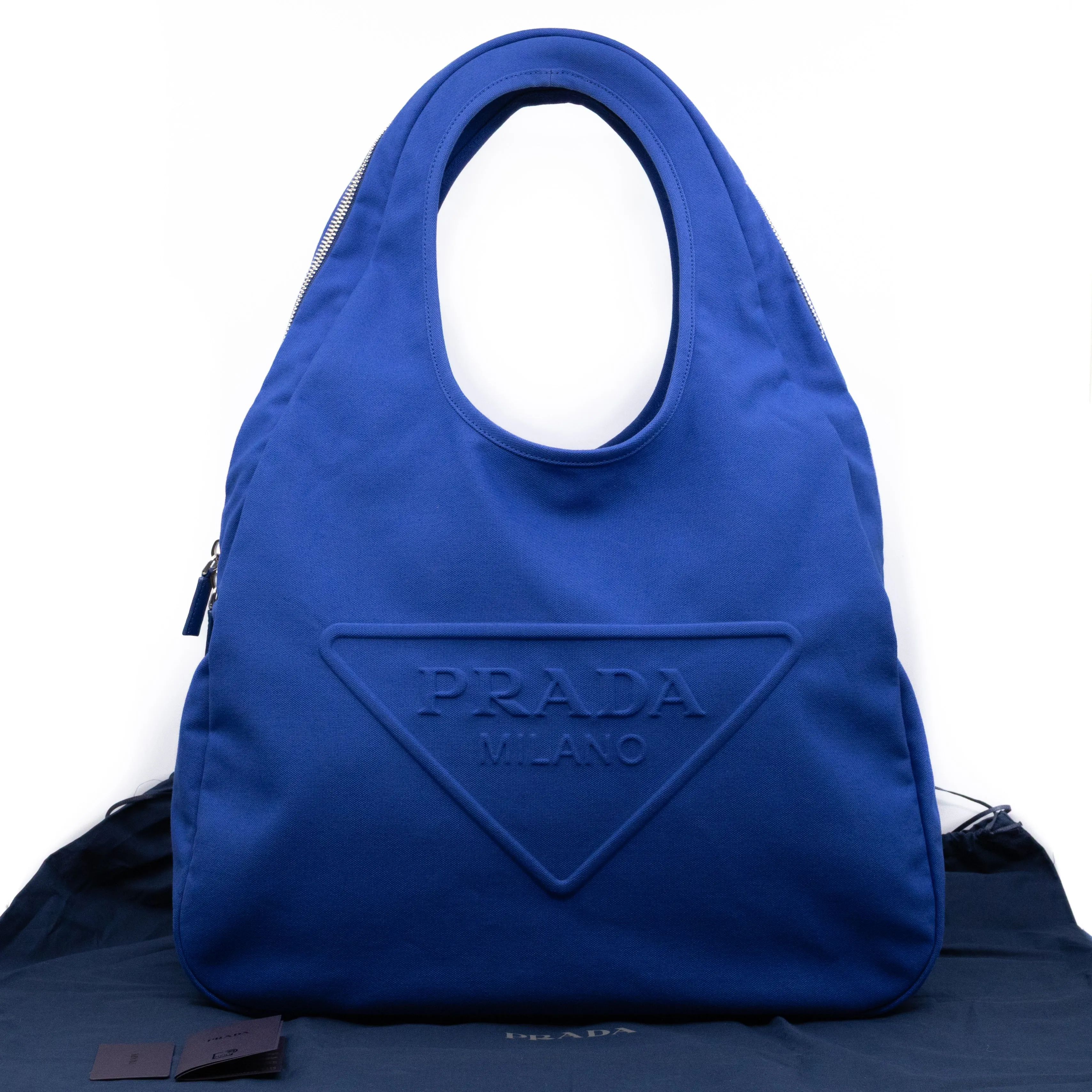 Canapa Logo Embossed Slouchy Tote Cobalto Canvas