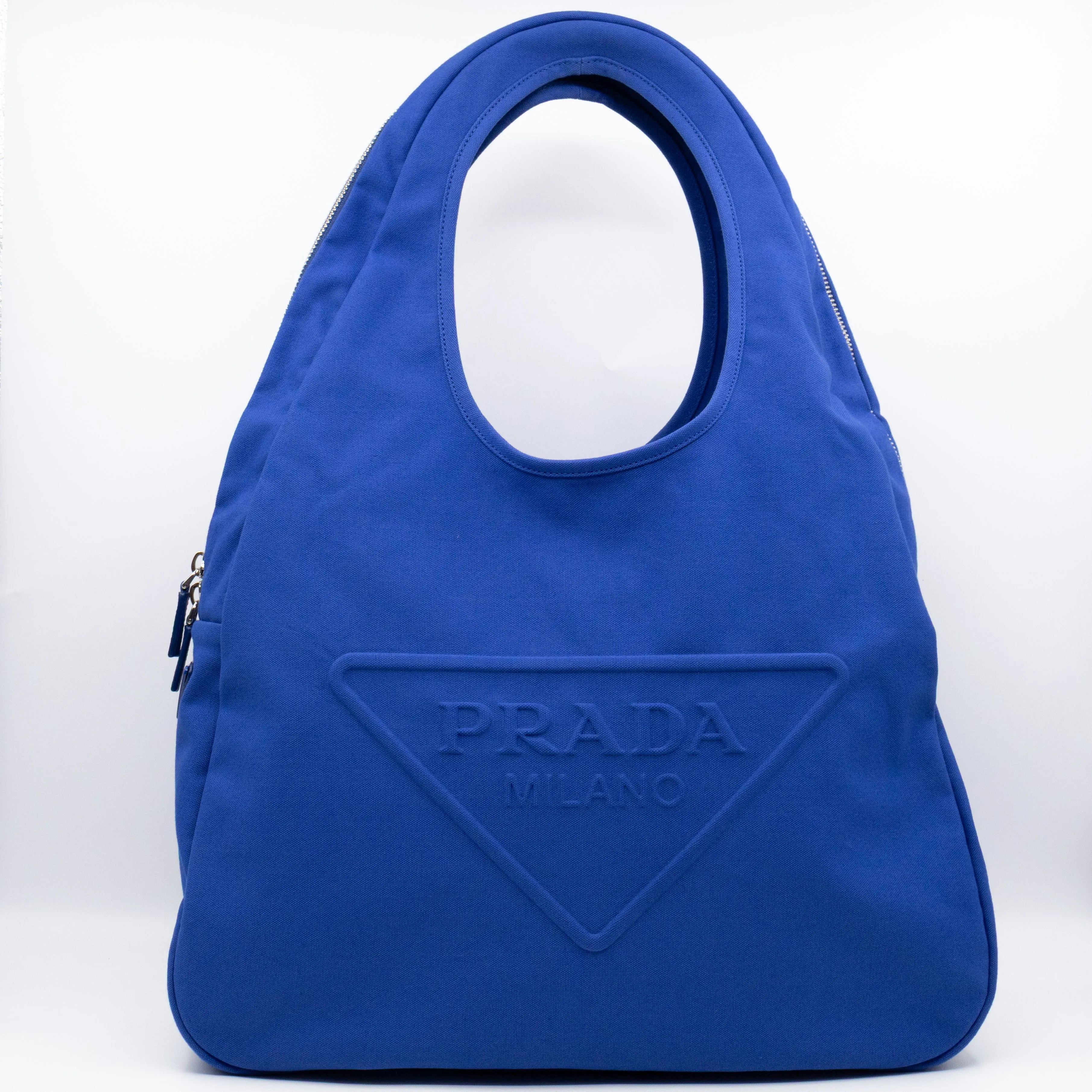 Canapa Logo Embossed Slouchy Tote Cobalto Canvas