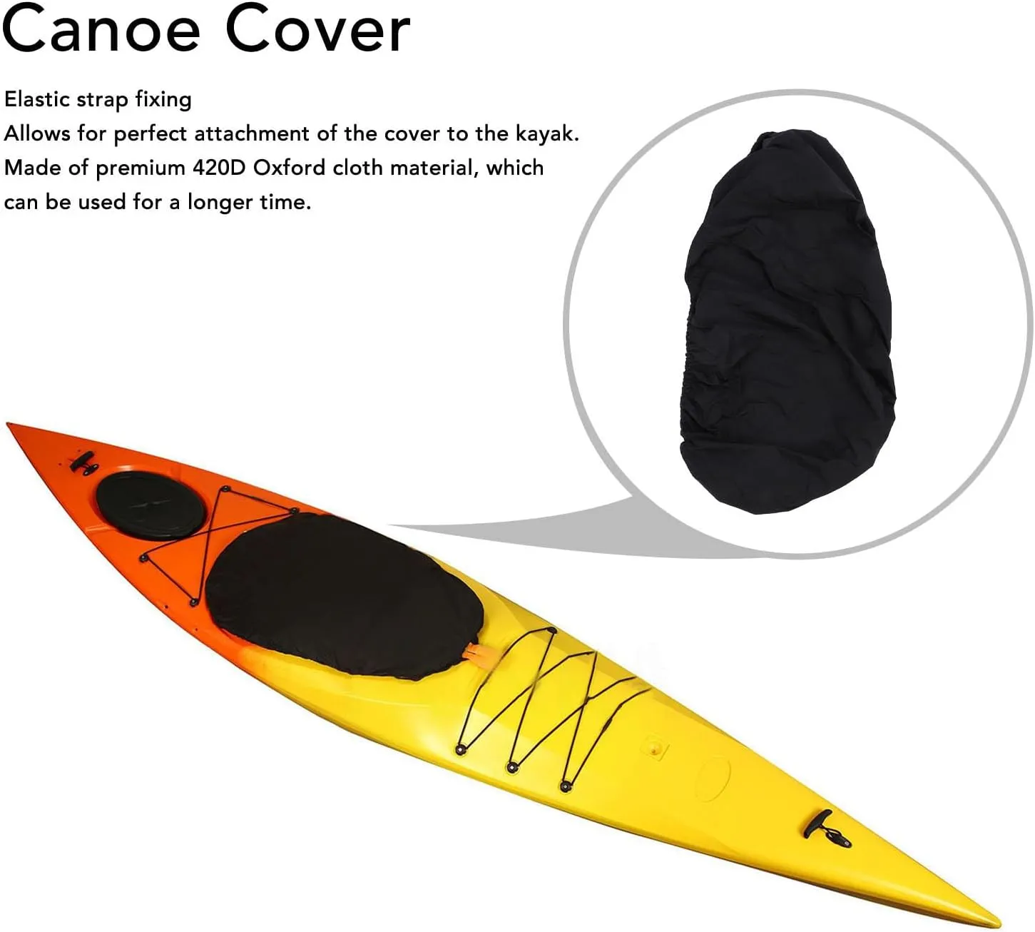 Canoe Cover, Thickened 420D Oxford Cloth Dust Proof UV Proof Kayak Cover, Sunblock Protector Kayak Canoe Cockpit Accessories for Outdoor Indoor Storage (M)