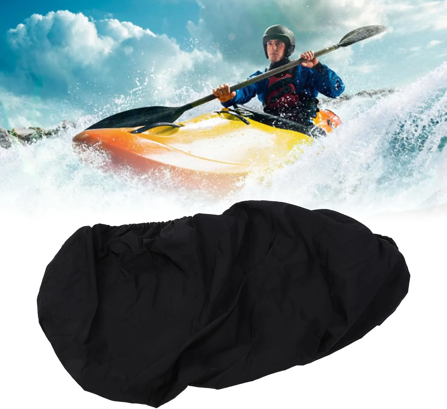 Canoe Cover, Thickened 420D Oxford Cloth Dust Proof UV Proof Kayak Cover, Sunblock Protector Kayak Canoe Cockpit Accessories for Outdoor Indoor Storage (M)
