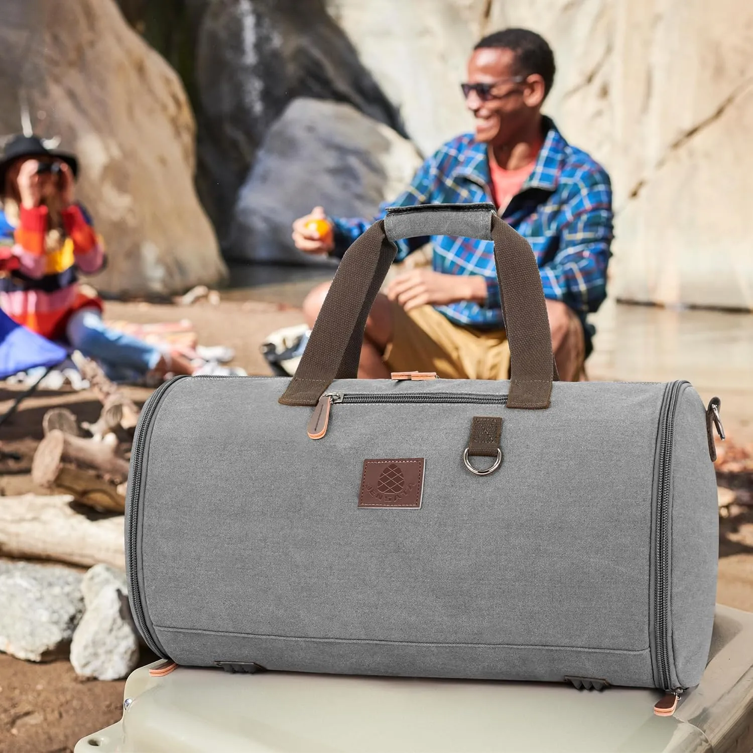 Canvas Duffle Bag for Men - 50L-70L Large Weekender Overnight Expandable Carry On Bag