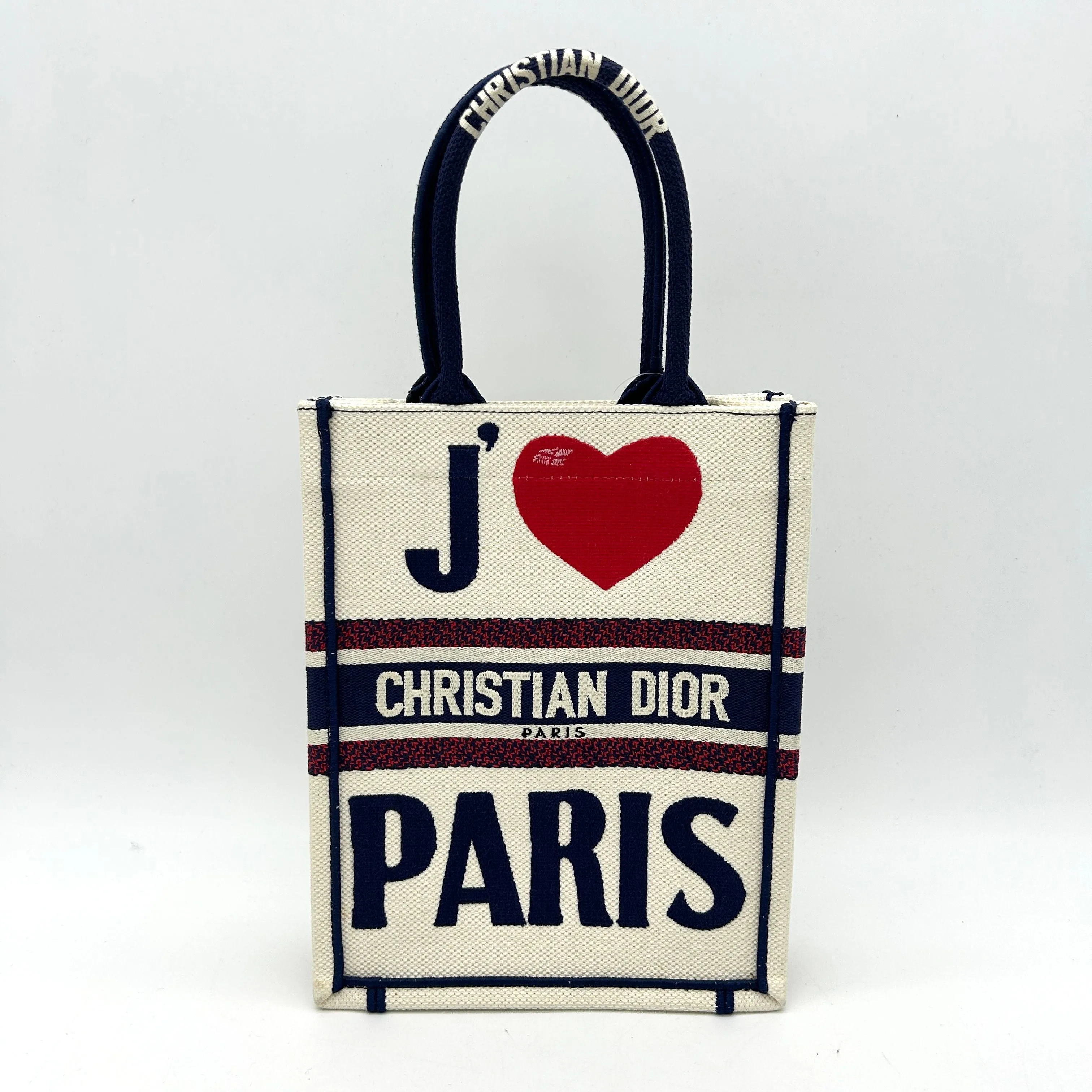 Canvas Vertical Money-saving Tote Book White DIOR CHRISTIAN di8892fe Embroidered Superior