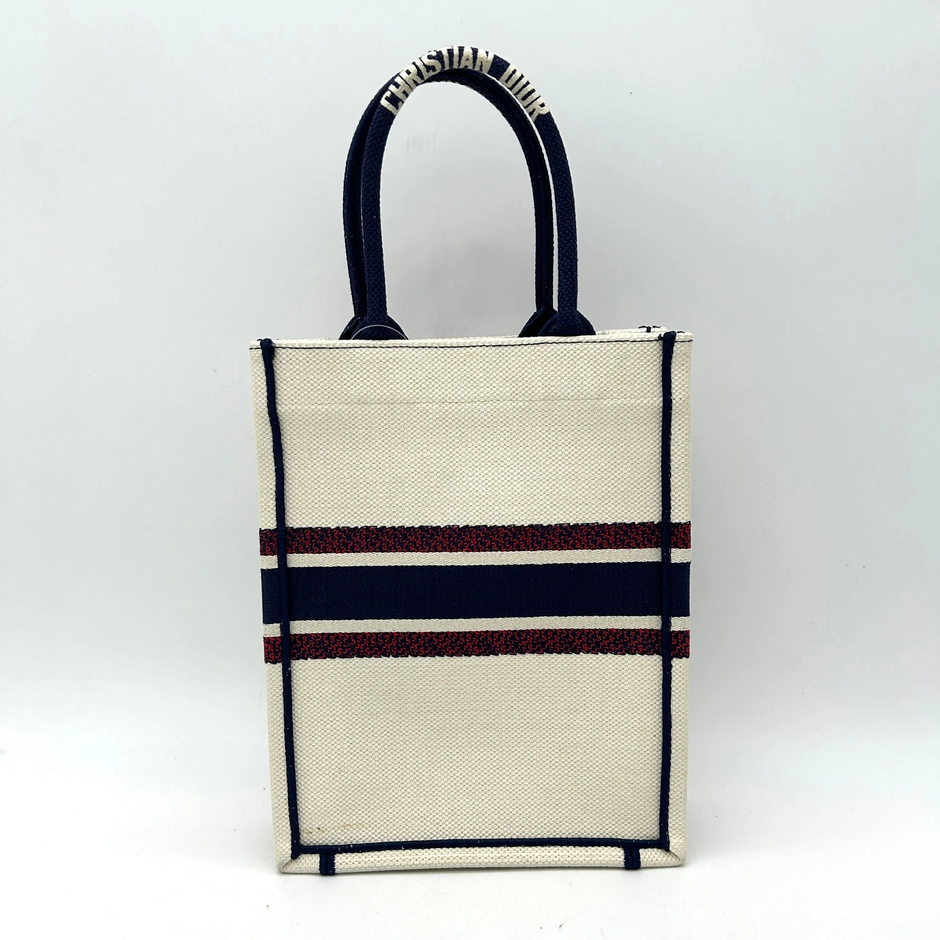 Canvas Vertical Money-saving Tote Book White DIOR CHRISTIAN di8892fe Embroidered Superior