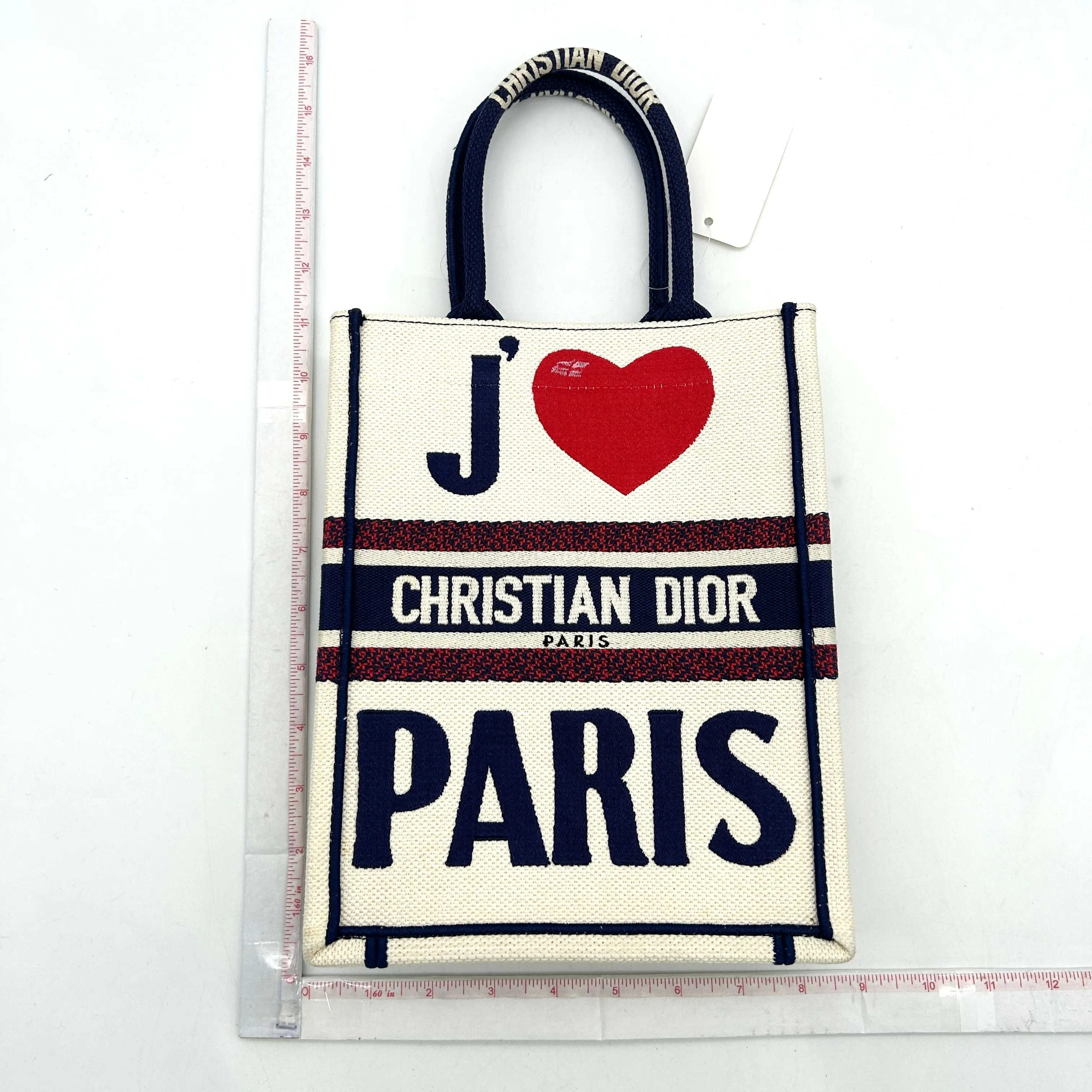 Canvas Vertical Money-saving Tote Book White DIOR CHRISTIAN di8892fe Embroidered Superior