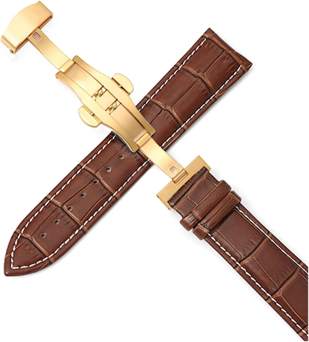 CAREG Leather Strap Double-press Automatic Butterfly Buckle 12-24mm Watchbands 20 Watch Strap 22mm Watch Band Durable