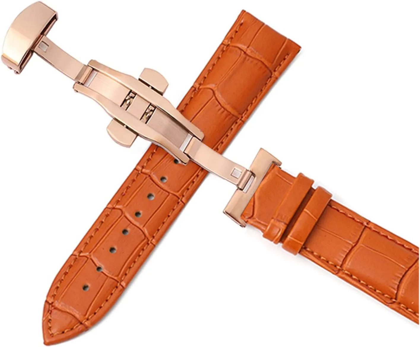 CAREG Leather Strap Double-press Automatic Butterfly Buckle 12-24mm Watchbands 20 Watch Strap 22mm Watch Band Durable