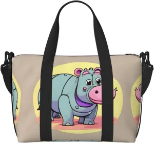 Cartoon Hippo Print Versatile Gym Sports Bag,Companion For Your Journeys And Fitness Routines