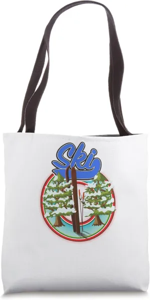 Cartoon ski travel logo Tote Bag