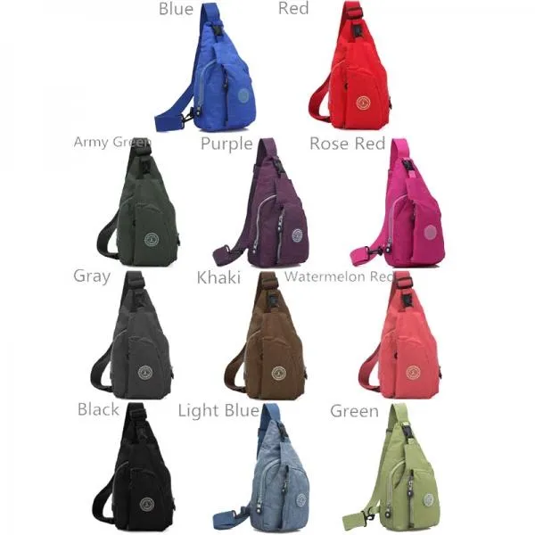 Casual Travel Fashionable Pure Color Oxford Cloth Chest Bag Apple Green
