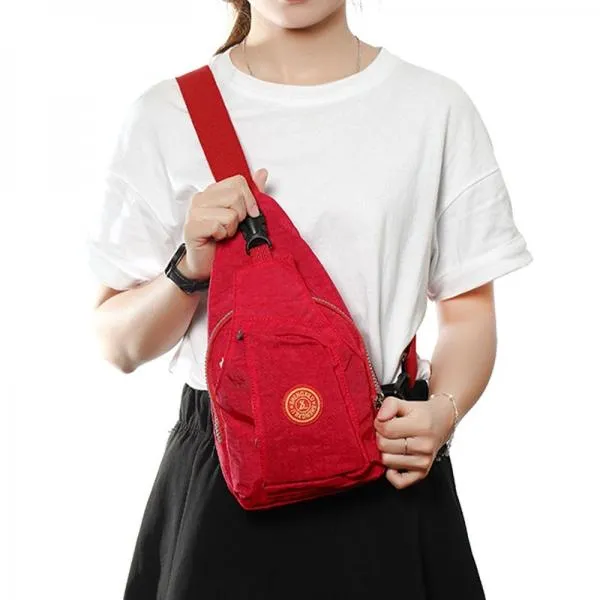 Casual Travel Fashionable Pure Color Oxford Cloth Chest Bag Apple Green