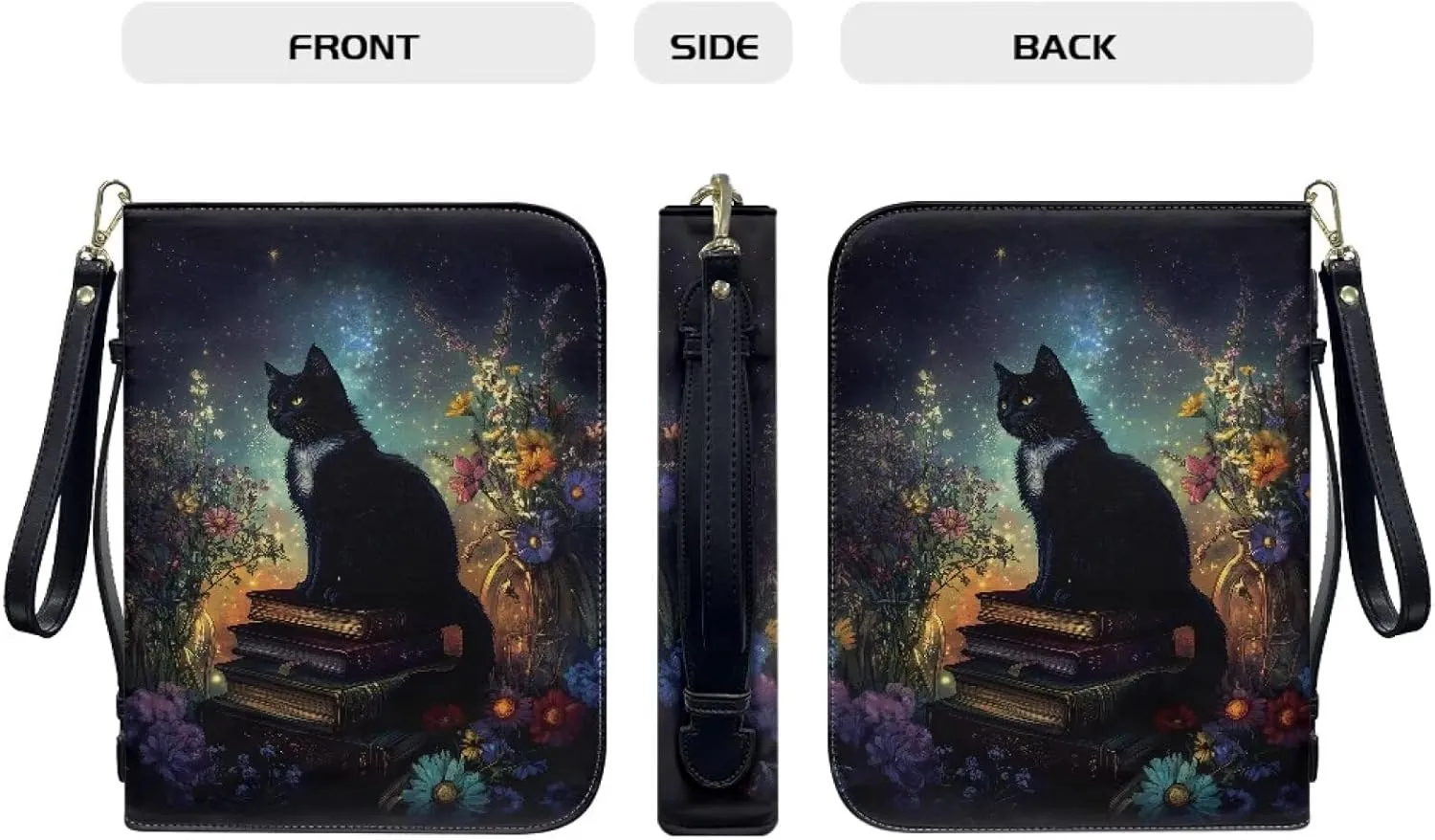 Cat Bible Cover, Carrying Book Case Church Bag Bible Protective with Handle and Zippered Pocket, Christian Gifts for Women Men Size L/XL/2XL