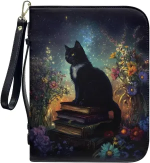 Cat Bible Cover, Carrying Book Case Church Bag Bible Protective with Handle and Zippered Pocket, Christian Gifts for Women Men Size L/XL/2XL