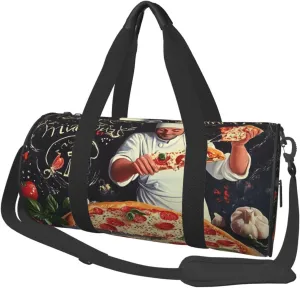 Chef Pizza Printed Sports Gym Bag for Men Women Foldable Duffel Bag Carry On Weekender Bag for Travel Sports