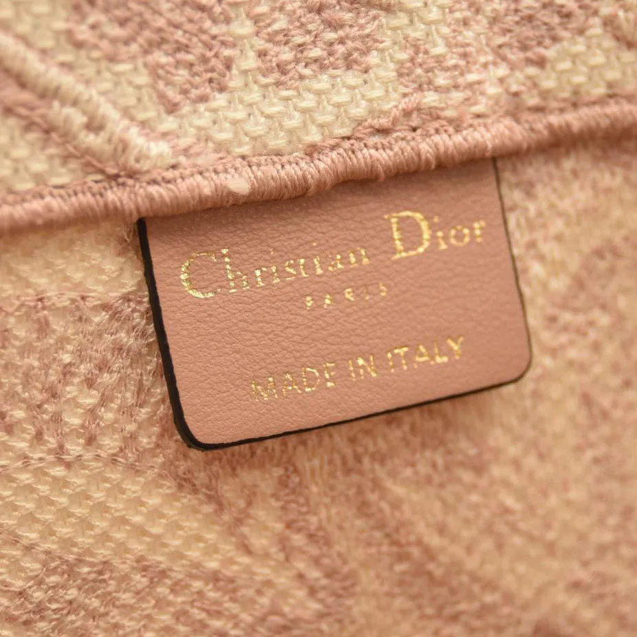 CHRISTIAN DIOR Canvas Toile De Jouy Embroidered Large Book Tote Pink