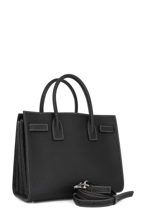 Classic Baby Sac De Jour Black with White Stitching