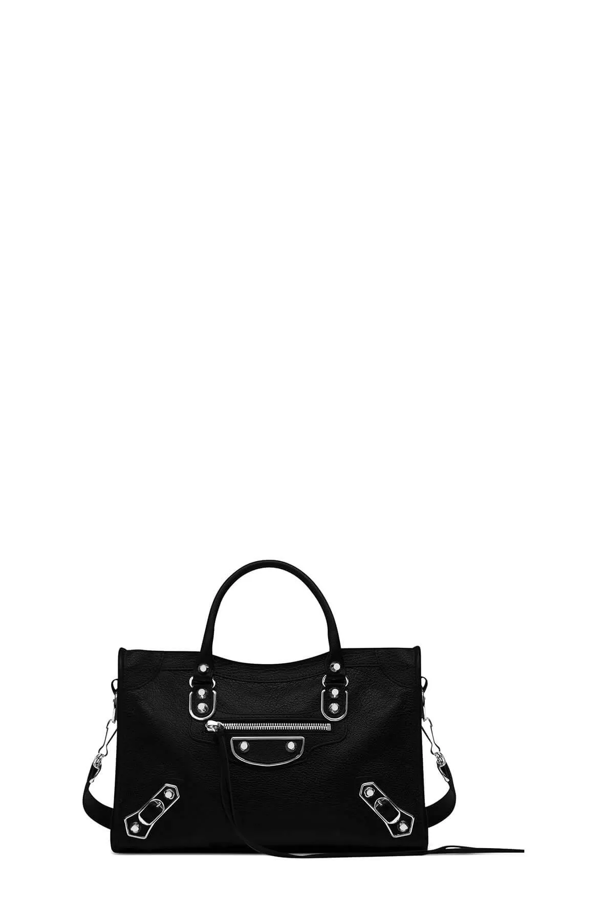 Classic City S Metallic Edge Black with Silver Hardware