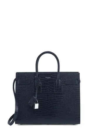 Classic Small Sac De Jour Crocodile Embossed Navy