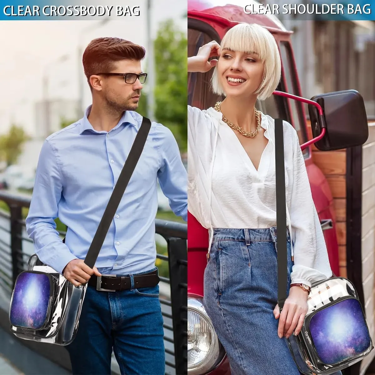 Clear Crossbody Bag Stadium Approved for Women and Men Transparent Messenger Shoulder Bag Clear Purse Bag