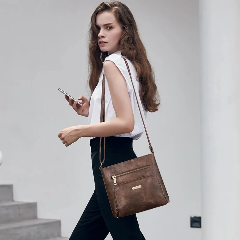 CLUCI Crossbody Purse for Women Multi Pockets Bag Vegan Leather Small Shoulder Handbags Summer Travel Designer Vintage Ladies