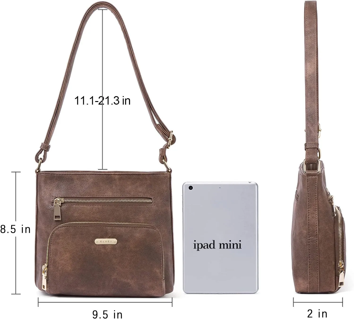 CLUCI Crossbody Purse for Women Multi Pockets Bag Vegan Leather Small Shoulder Handbags Summer Travel Designer Vintage Ladies