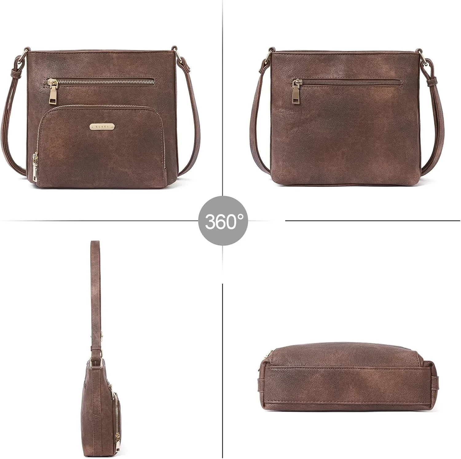 CLUCI Crossbody Purse for Women Multi Pockets Bag Vegan Leather Small Shoulder Handbags Summer Travel Designer Vintage Ladies