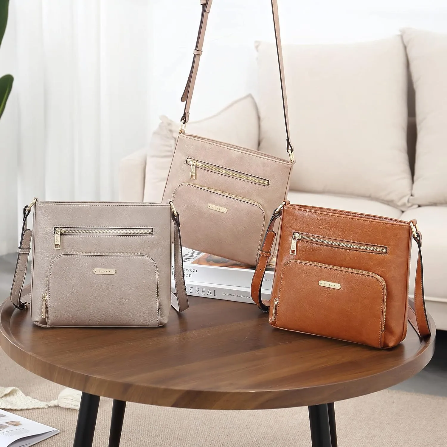 CLUCI Crossbody Purse for Women Multi Pockets Bag Vegan Leather Small Shoulder Handbags Summer Travel Designer Vintage Ladies