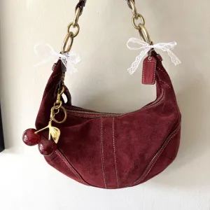 Coach Suede Hobo Y2K Burgundy Vintage Bag Clearance Timely shipping Rare