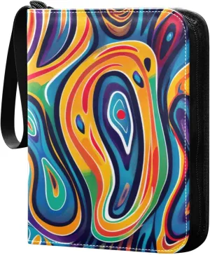 Colorful Abstract Pattern Card Binder 4-Pocket, 400 Pockets Trading Cards Holder Games Card Albums Storage Organizer Case for Football, Baseball Cards