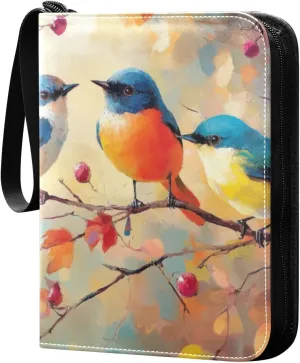 Colorful Birds Card Binder, 400 Pockets Card Holder with 50 Sleeves, Sturdy Card Holder Folders for Game Cards & Sports Cards