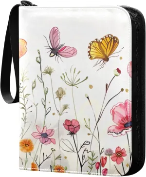 Colorful Botanical Card Binder, 400 Pockets Card Holder with 50 Sleeves, Sturdy Card Holder Folders for Game Cards & Sports Cards
