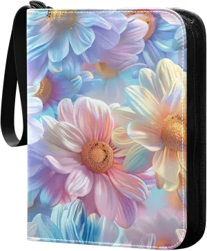 Colorful Daisies Card Binder, 400 Pockets Card Holder with 50 Sleeves, Sturdy Card Holder Folders for Game Cards & Sports Cards