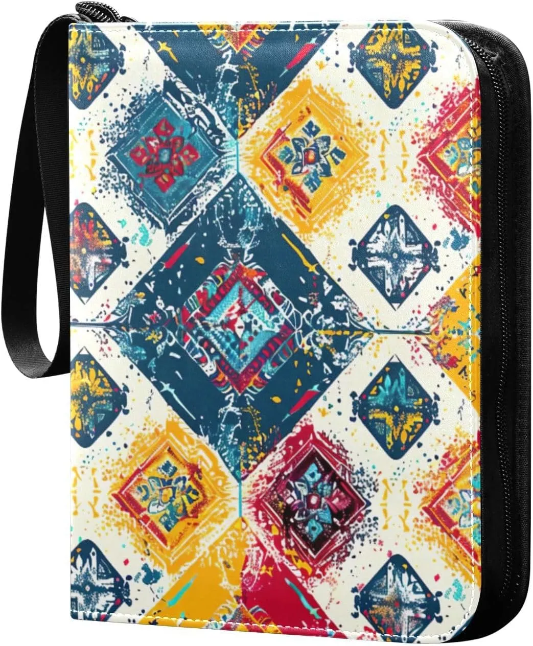 Colorful Geometric Card Binder, 400 Pockets Card Holder with 50 Sleeves, Sturdy Card Holder Folders for Game Cards & Sports Cards
