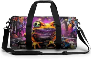 Colorful Graffiti Frog Novelty Large Duffel Bag Lightweight Gym Bag Travel Tote Bags