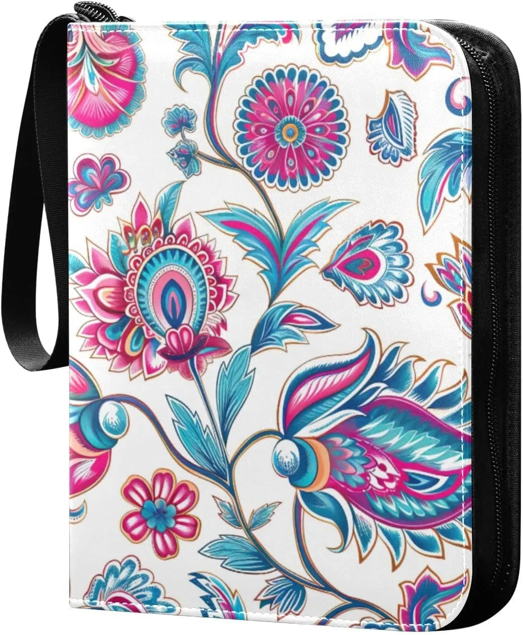 Colorful Paisley Pattern Card Binder, 400 Pockets Card Holder with 50 Sleeves, Sturdy Card Holder Folders for Game Cards & Sports Cards